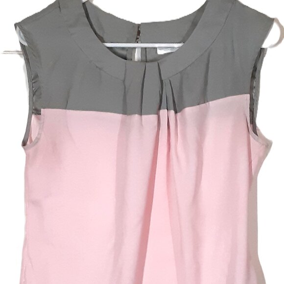 New York & Co Woman's Blouse, Sleeveless, Button Closure, Pink & Gray pullover - Picture 1 of 6